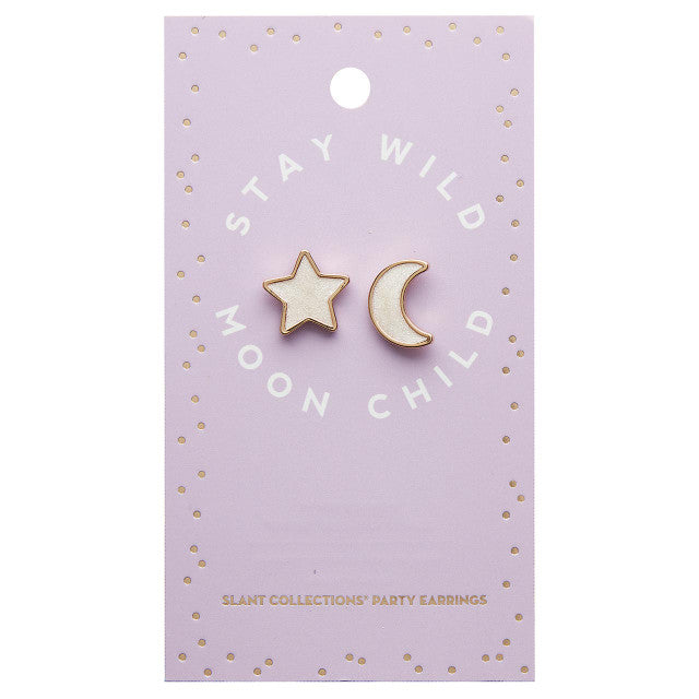 Stud Earrings Stay Wild Moon Child | Mismatched Moon and Star Earrings