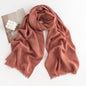 Herringbone Pattern Monochrome Artificial Cashmere Scarf Women's Simple Casual Style Tassel Warm Shawl