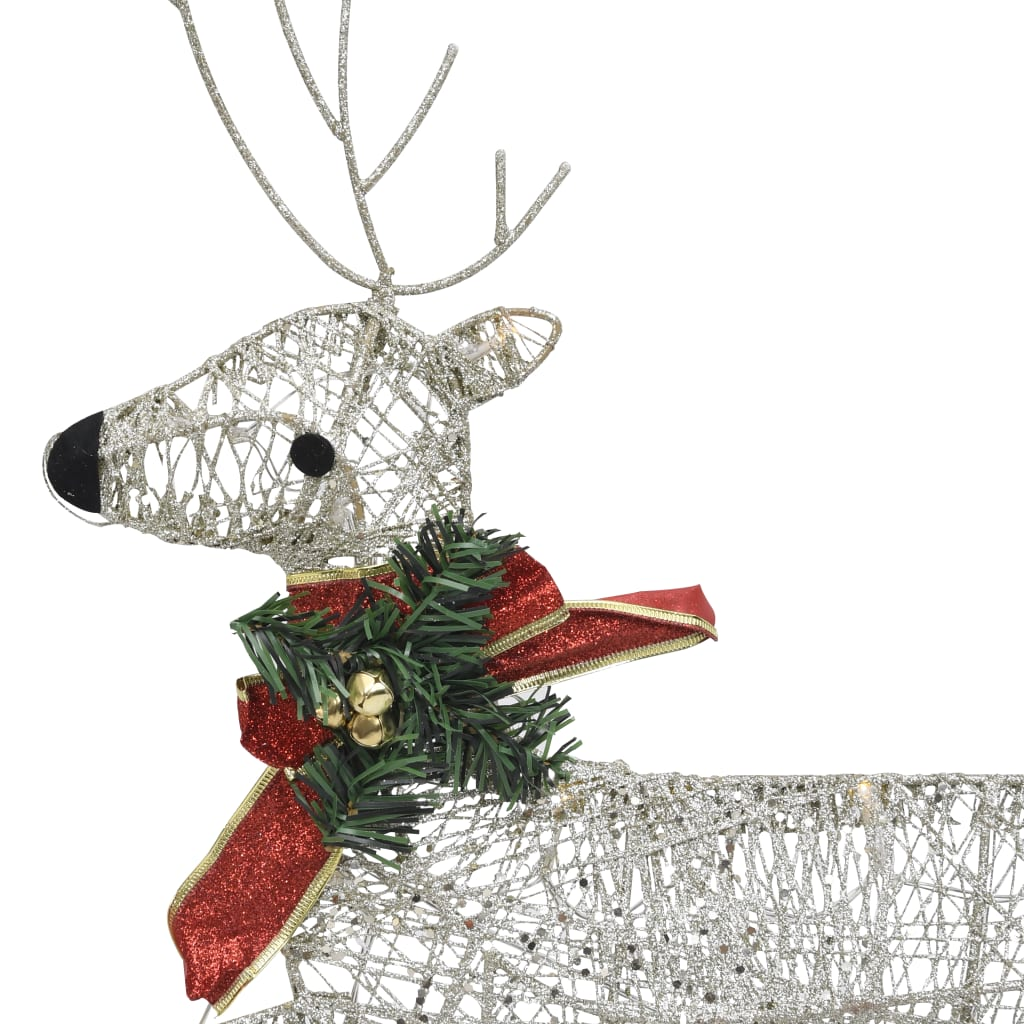 Christmas Decoration|vidaXL Reindeer & Sleigh LEDs Outdoor Gold lights