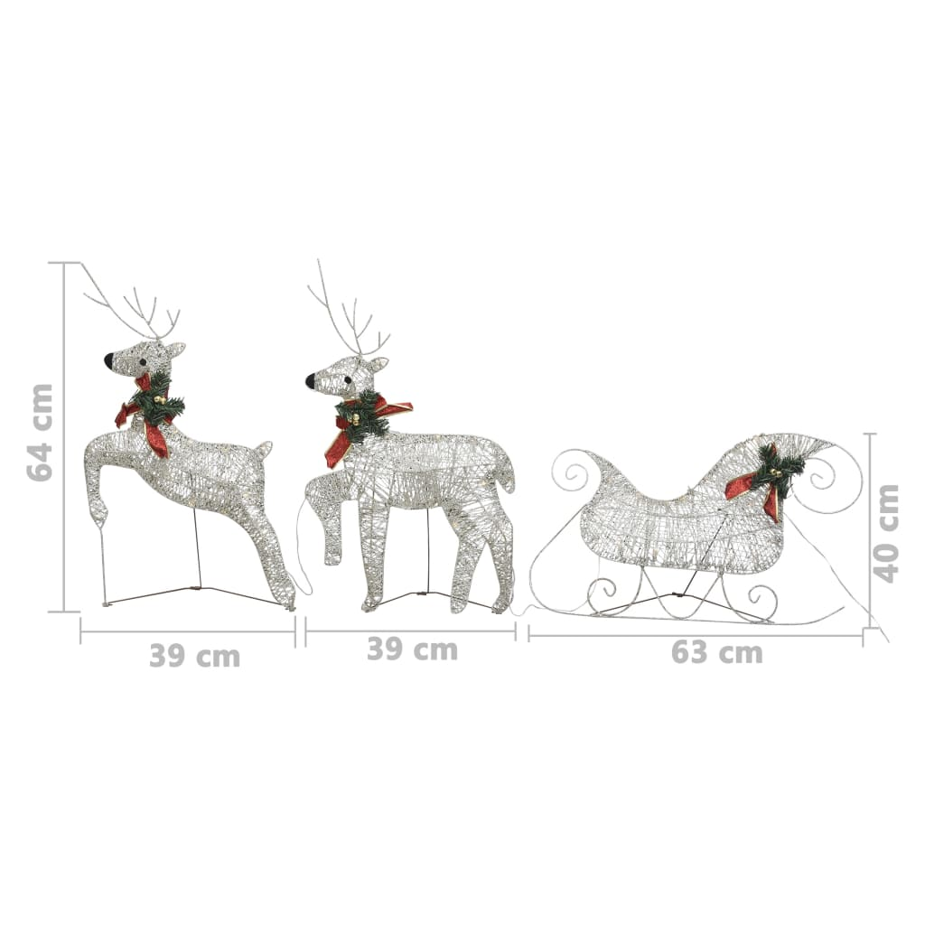 Christmas Decoration|vidaXL Reindeer & Sleigh LEDs Outdoor Gold lights