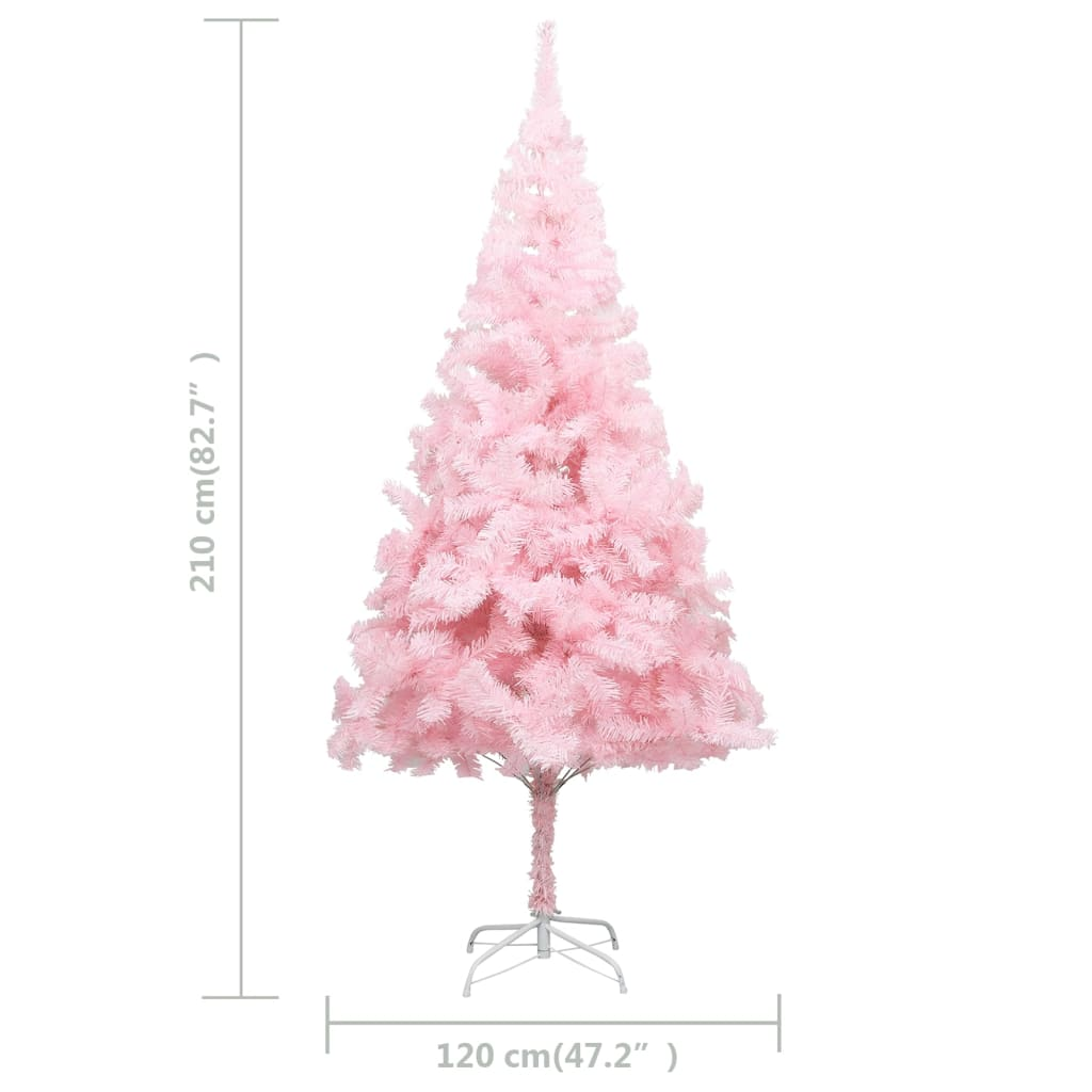 vidaXL Artificial Christmas Tree with Stand Pink 7 ft PVC