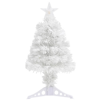 vidaXL Artificial Pre-lit Christmas Tree White 2 ft Fiber Optic