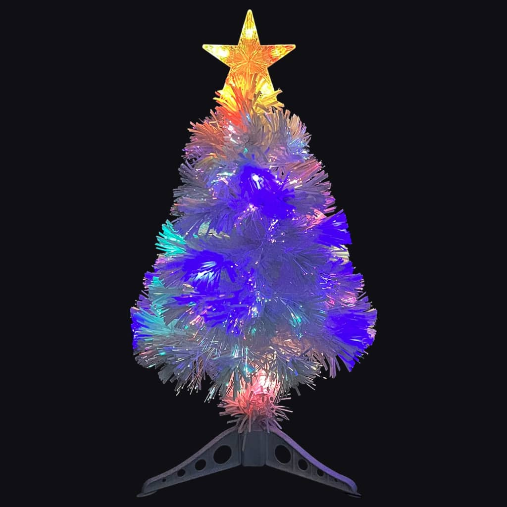 vidaXL Artificial Pre-lit Christmas Tree White 2 ft Fiber Optic