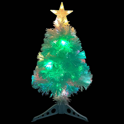 vidaXL Artificial Pre-lit Christmas Tree White 2 ft Fiber Optic