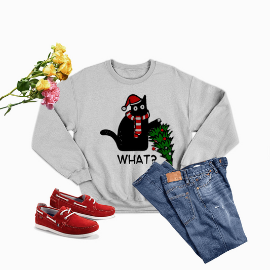 Christmas SweatShirt| What Cat Christmas Tree SweatShirt Digital Print