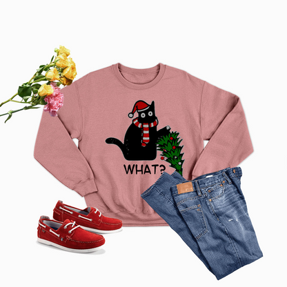 Christmas SweatShirt| What Cat Christmas Tree SweatShirt Digital Print