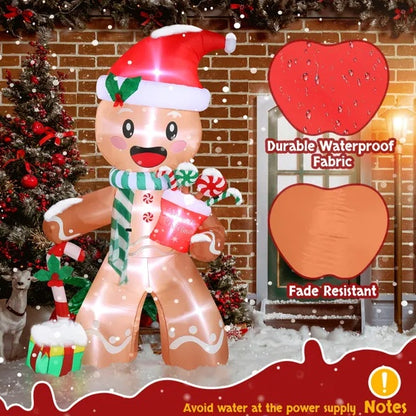 7.9 FT Lighted Christmas Inflatable Decoration, Inflatable Gingerbread Man Outdoor Decoration, With Built-in LED Lights