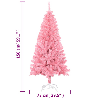 vidaXL Artificial Christmas Tree with Stand Pink 5 ft PVC