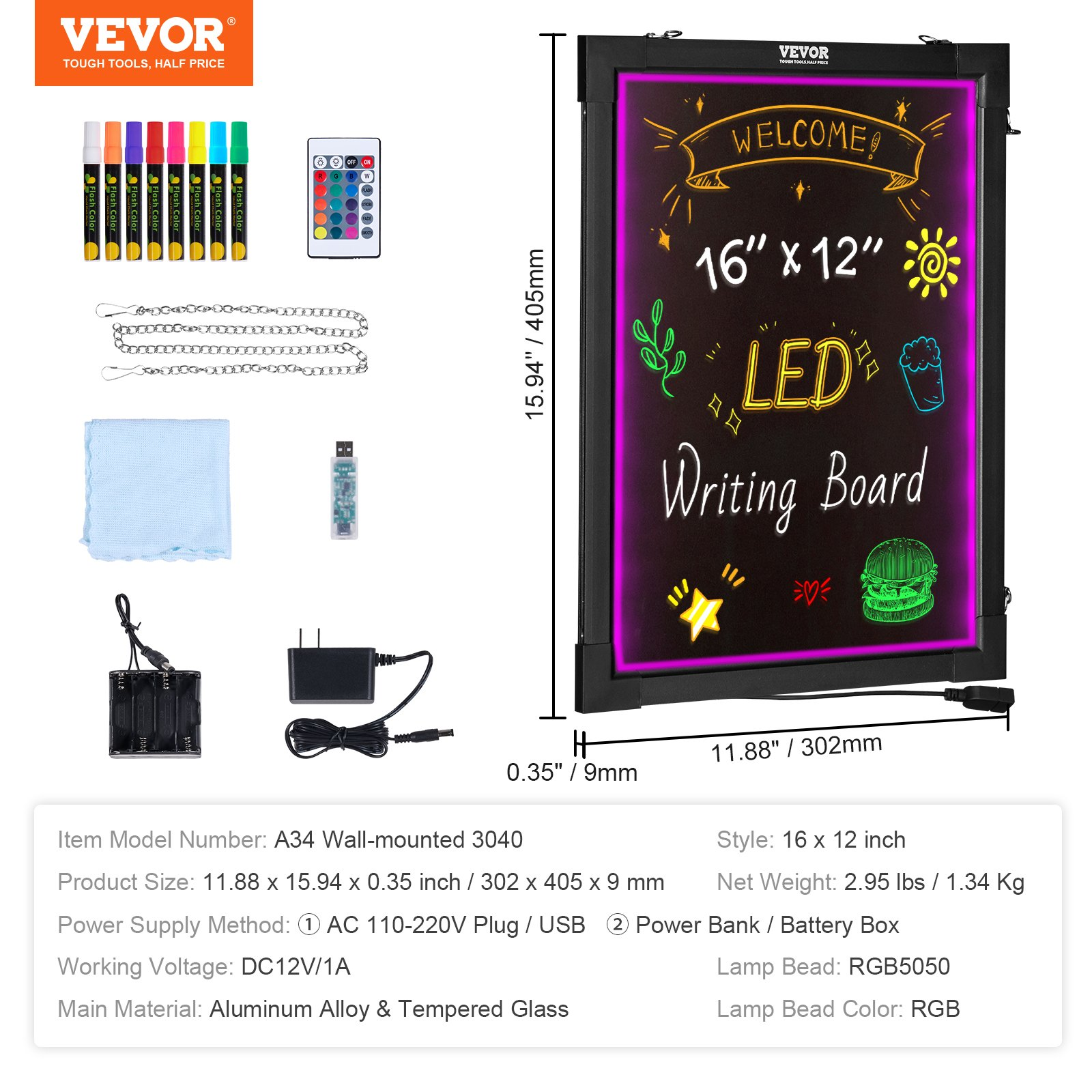 Chalkboard|Erasable Lighted Chalkboard Drawing Board Chalk Markers rem