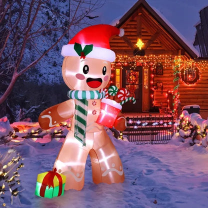 7.9 FT Lighted Christmas Inflatable Decoration, Inflatable Gingerbread Man Outdoor Decoration, With Built-in LED Lights