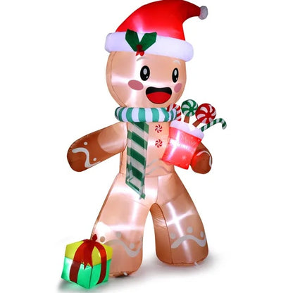 7.9 FT Lighted Christmas Inflatable Decoration, Inflatable Gingerbread Man Outdoor Decoration, With Built-in LED Lights