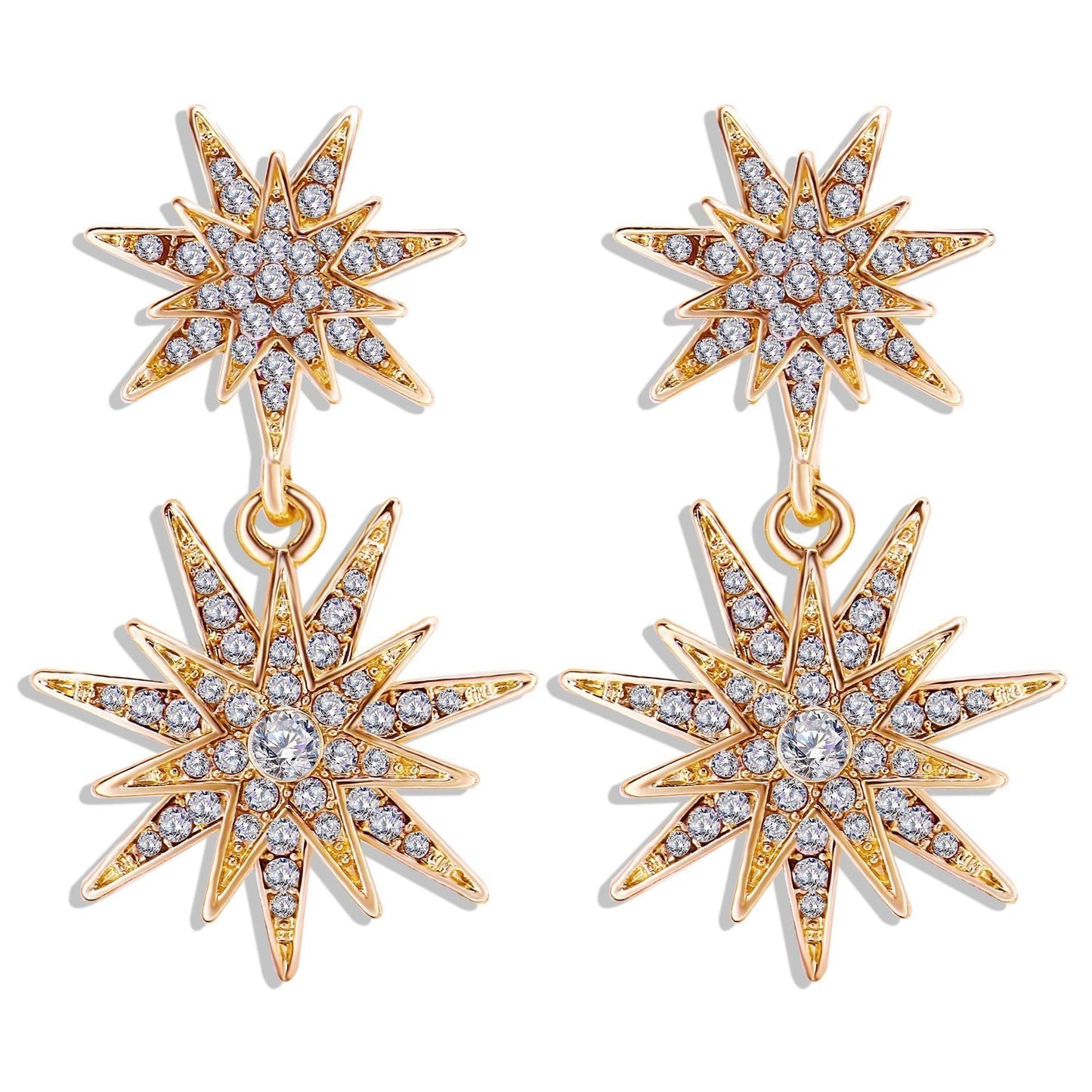 Celestial Star Drop Earring With Gemstone  Crystals 18K Gold Plated