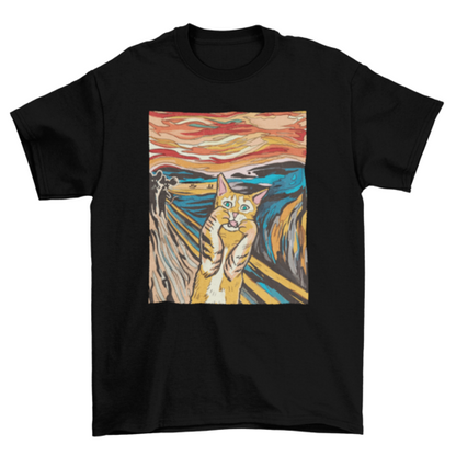 Cat T-shirt|The Scream Parody with Tabby Cat by Edvard Munch's Paintin