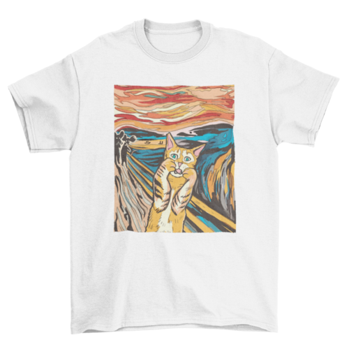 Cat T-shirt|The Scream Parody with Tabby Cat by Edvard Munch's Paintin