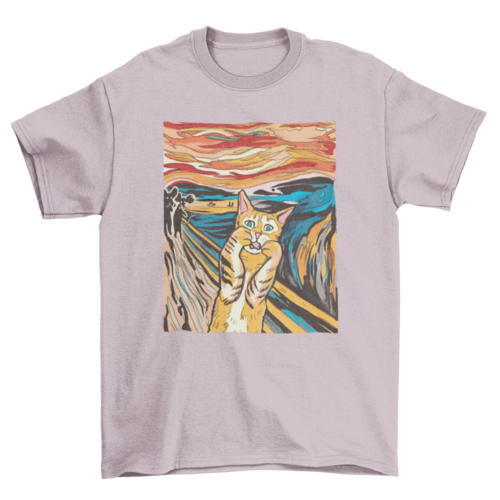 Cat T-shirt|The Scream Parody with Tabby Cat by Edvard Munch's Paintin