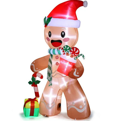 7.9 FT Lighted Christmas Inflatable Decoration, Inflatable Gingerbread Man Outdoor Decoration, With Built-in LED Lights