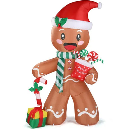 7.9 FT Lighted Christmas Inflatable Decoration, Inflatable Gingerbread Man Outdoor Decoration, With Built-in LED Lights