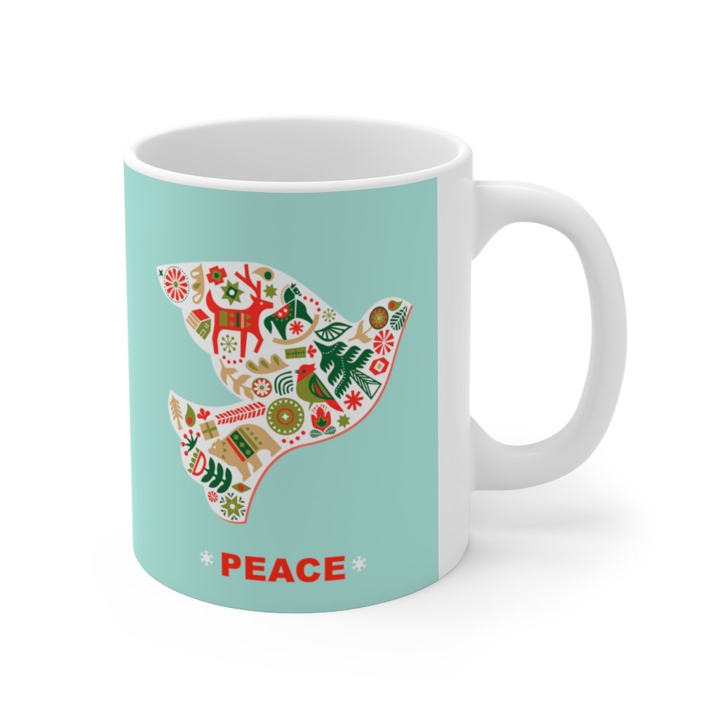 Christmas Dove with Peace Ceramic Mug 11oz