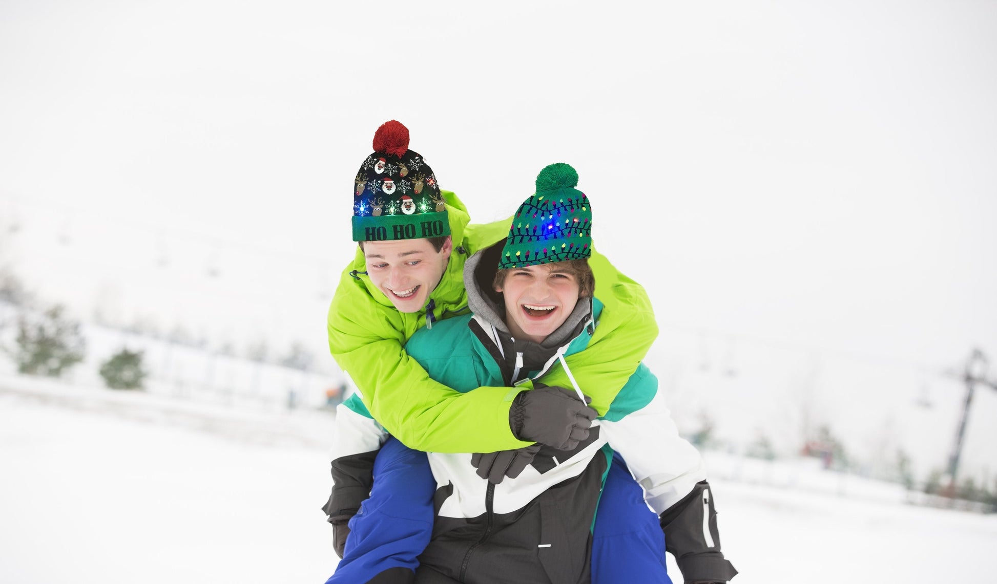 Holiday Hats |Pom Pom Party Holiday Hats With LED Lights Christmas fun