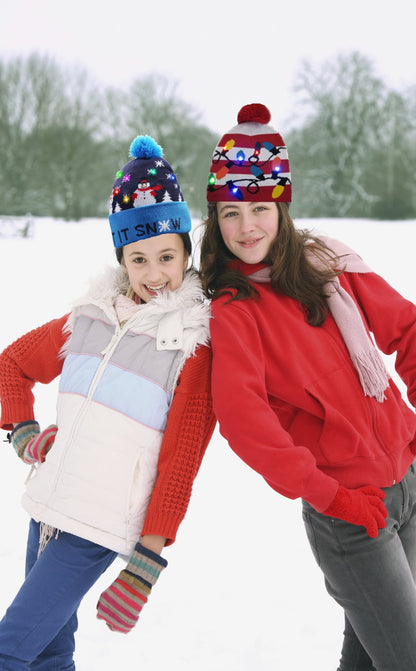 Holiday Hats |Pom Pom Party Holiday Hats With LED Lights Christmas fun